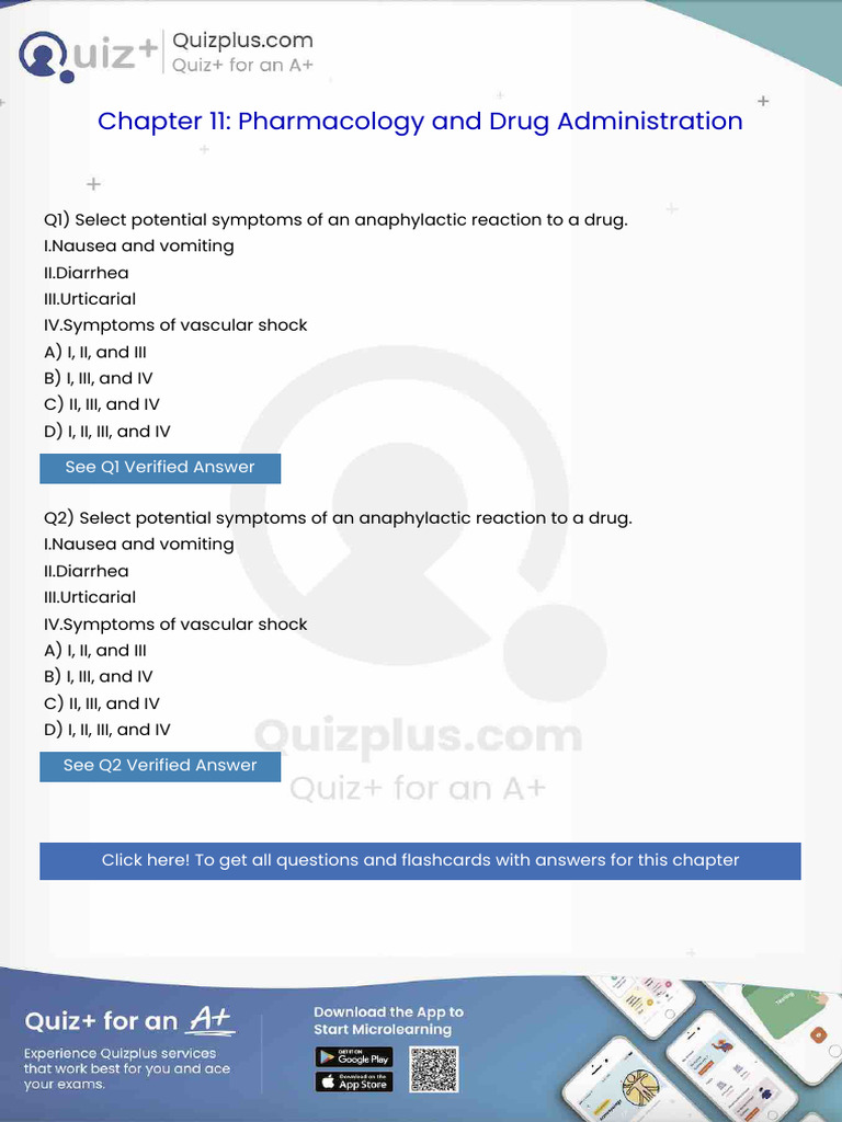 5Select Potential Symptoms of an Anaphylactic Reaction to a Druginausea ...