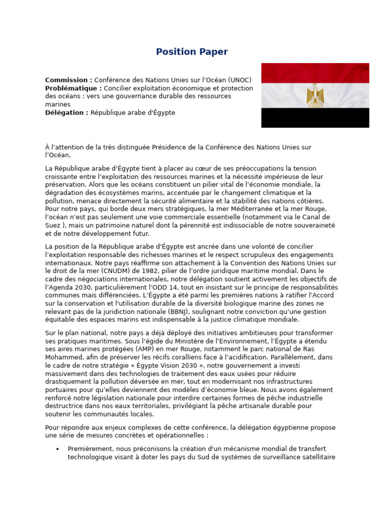 Position Paper UNOC | PDF | Droit de la mer | Environnement naturel