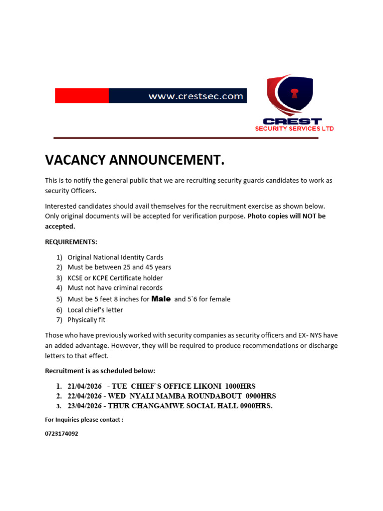 Vacancy Announcement.docx 2026 | PDF