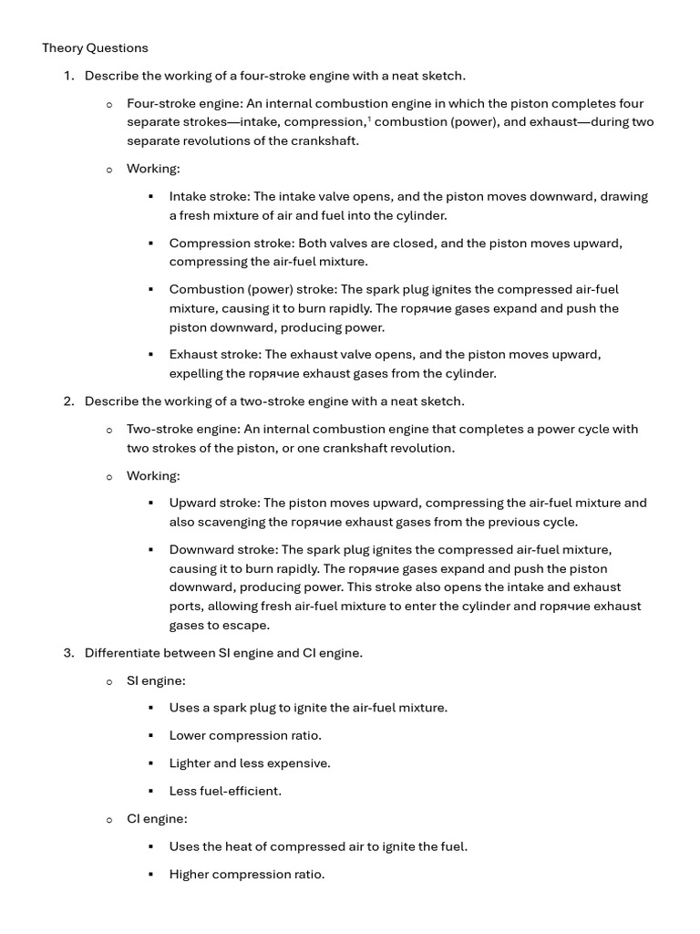 IC Engine Question Bank - ANS | PDF | Internal Combustion Engine | Fuel ...