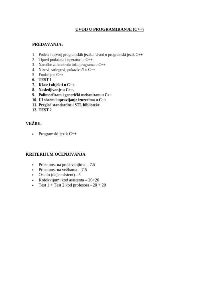 2-Uvod u Programiranje [C++] | PDF