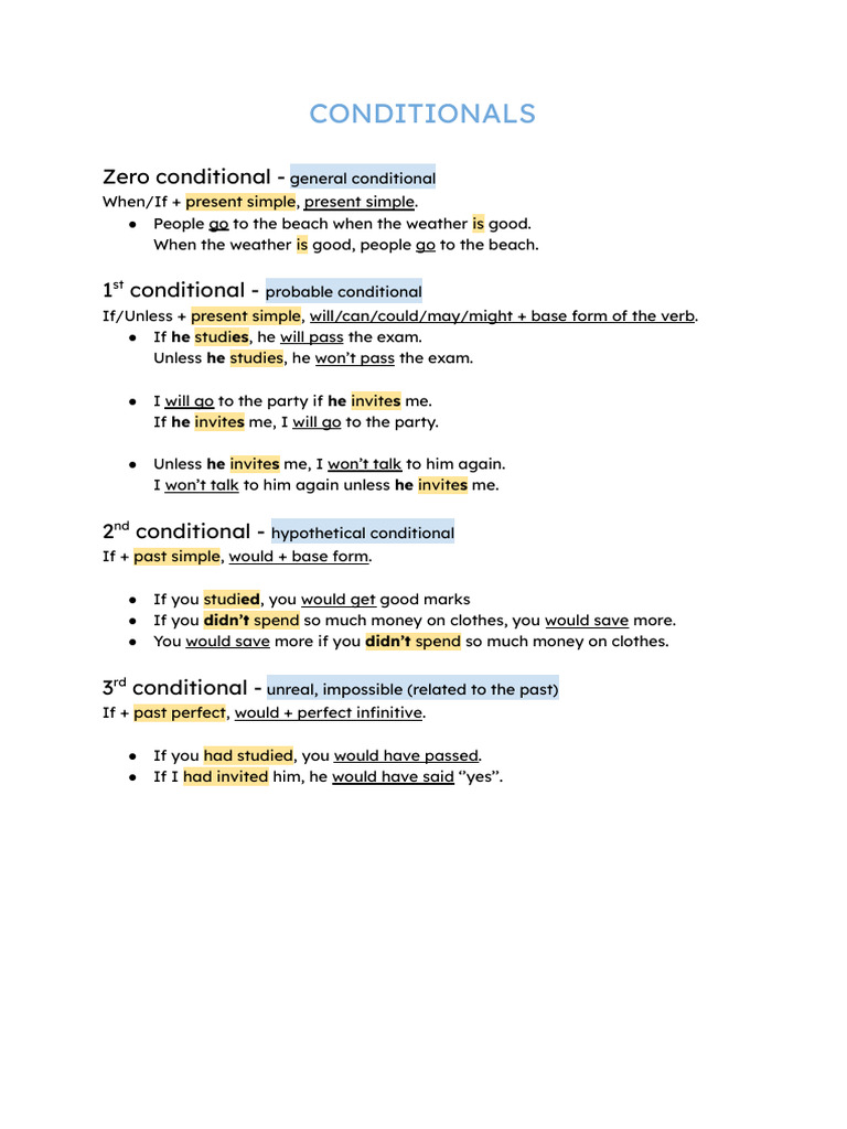 Conditionals and Time Clauses | PDF