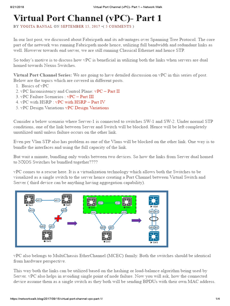 Virtual Port Channel (VPC)- Part 1 | PDF | Network Switch | Networks