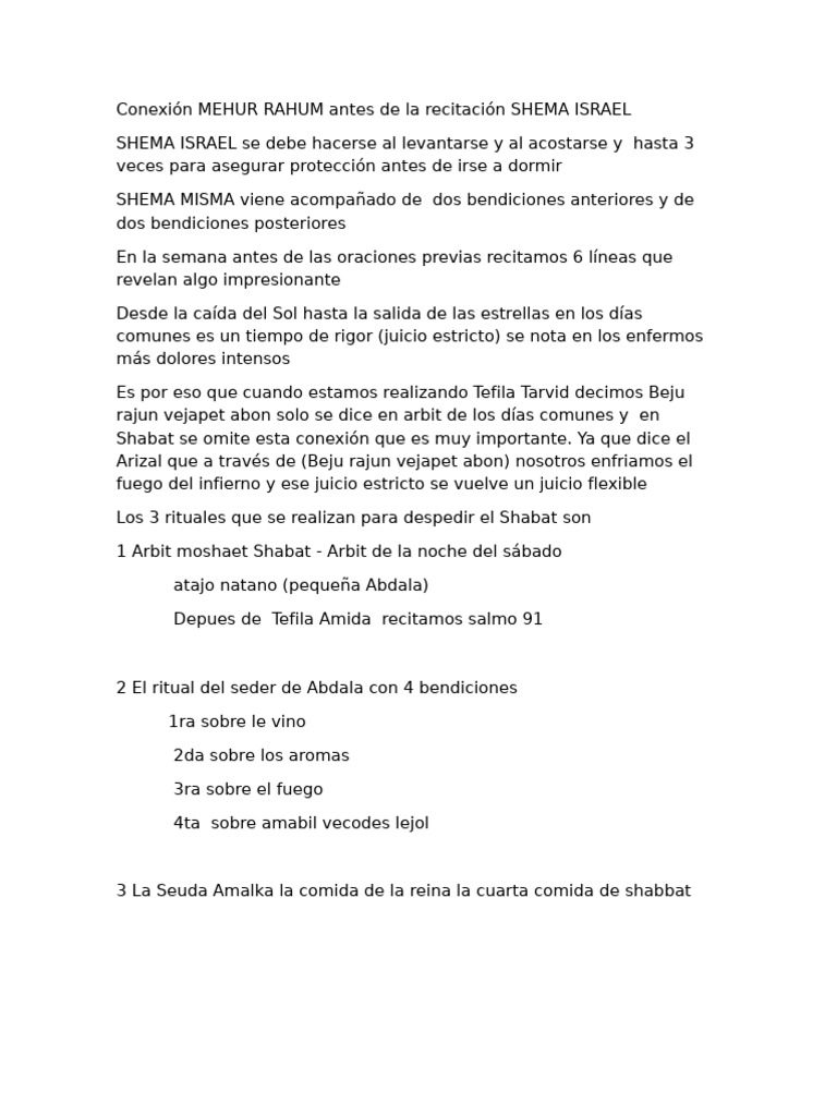 Conexión MEHUR RAHUM Antes de La Recitación SHEMA ISRAEL | PDF | Shabat