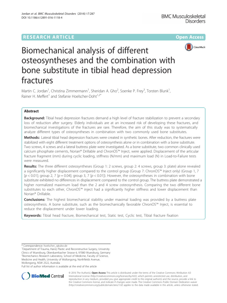 Biomechanical Analysis of Different Osteosyntheses and the Combination ...