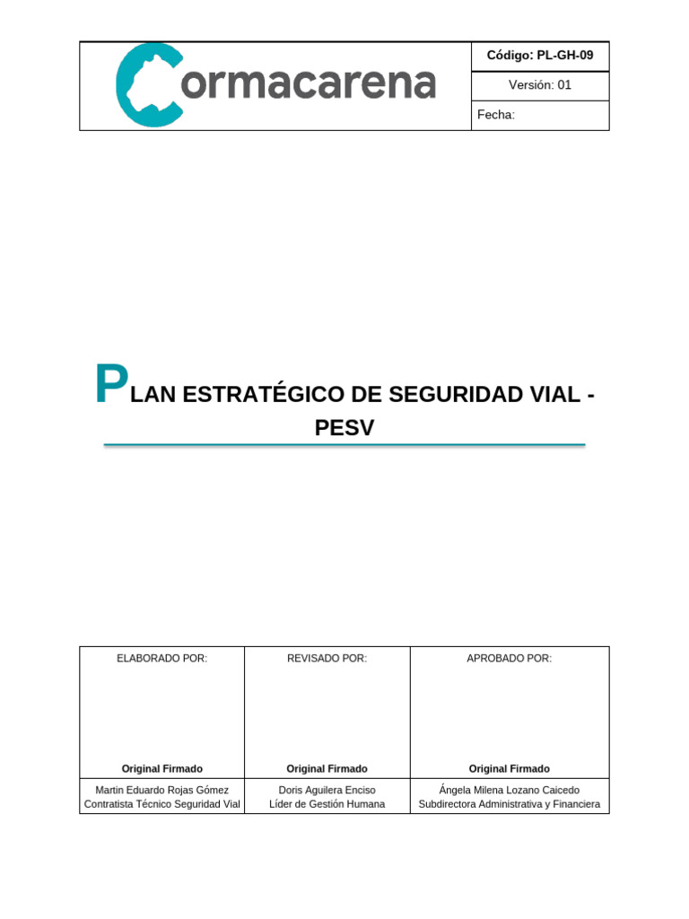 Plan Estrategico de Seguridad Vial 2024-2025 v1 (Borrador) | PDF ...