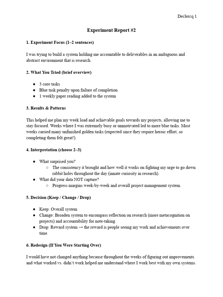 Experiment Report #2 - Gabriel Declercq | PDF