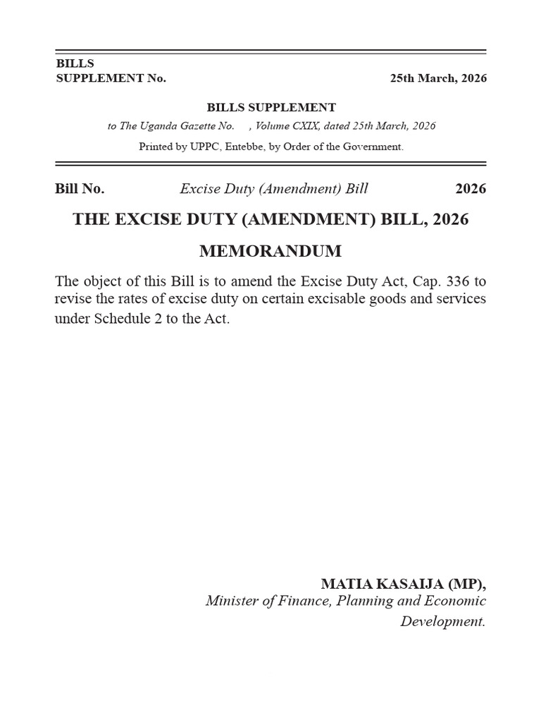 Excise Duty (Amendment) Bill | PDF