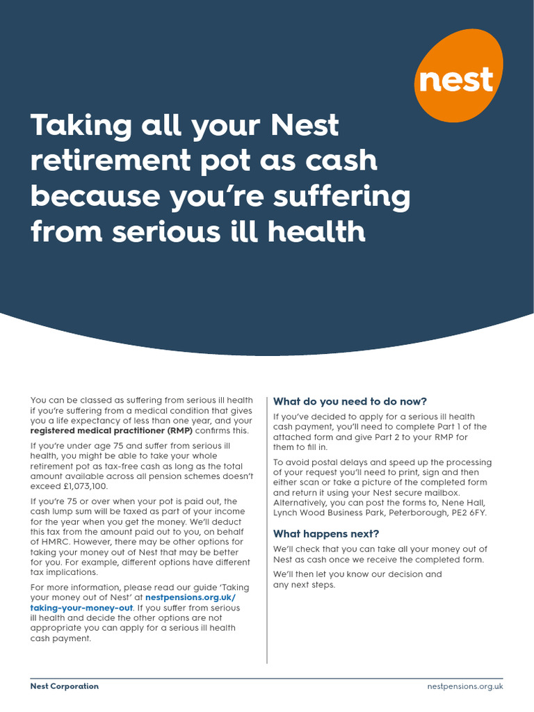 NEST Claim Form Seriously Ill Health | PDF | Present Value | Tax Rate