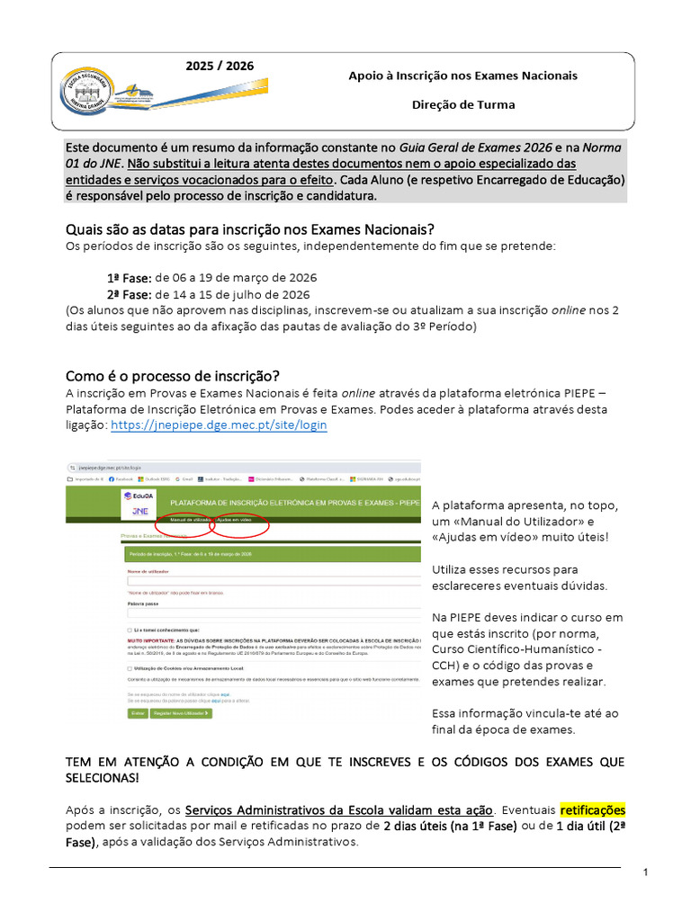 Resumo Guia e Norma Exames 2026 | PDF