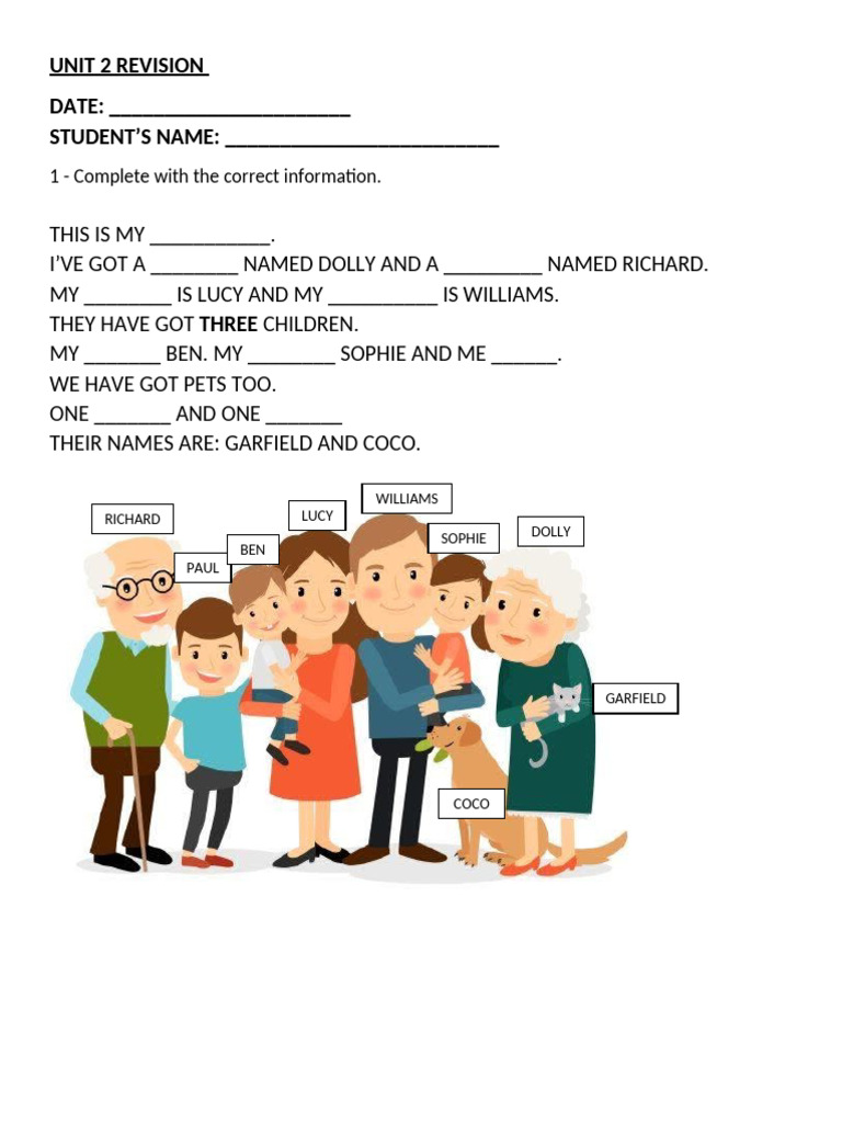 Unit 2 Revision (Pre a1) | PDF