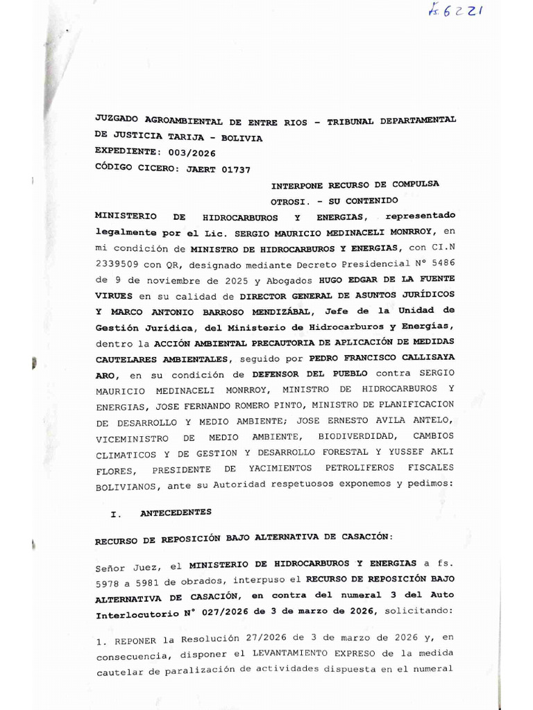 RECURSO DE COMPULSA INTERPUESTO X MINISTERIO DE HIDROCARBUROS | PDF