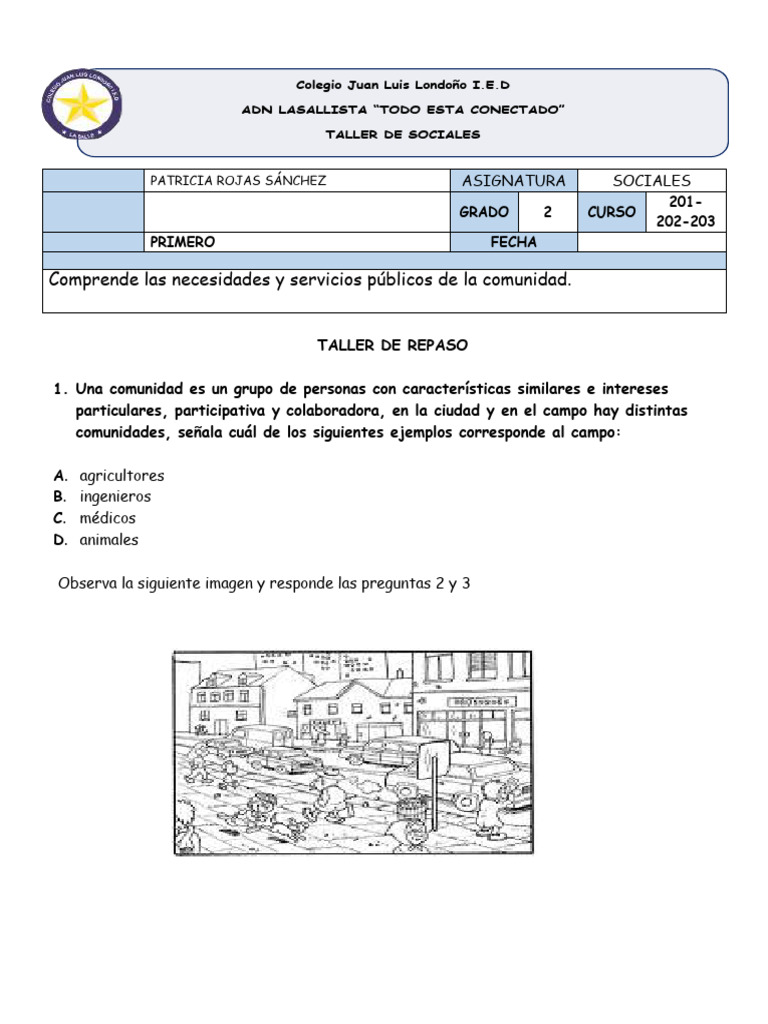 TALLER DE REPASO SOCIALES 1P 2026 (1) | PDF