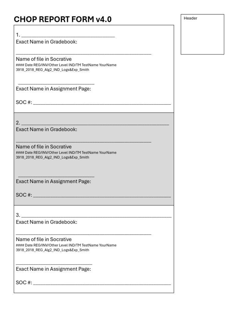 2026 CHOP Scoring Sheet Ver 4 | PDF