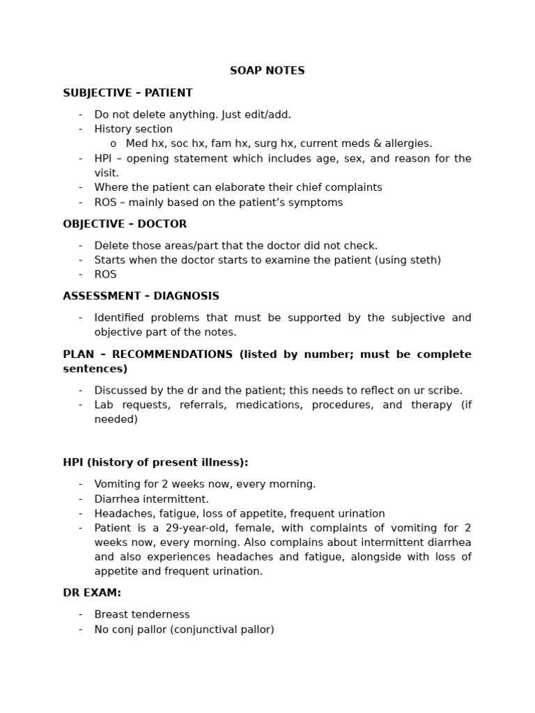 Soap Notes | PDF | Clinical Medicine | Medical Specialties