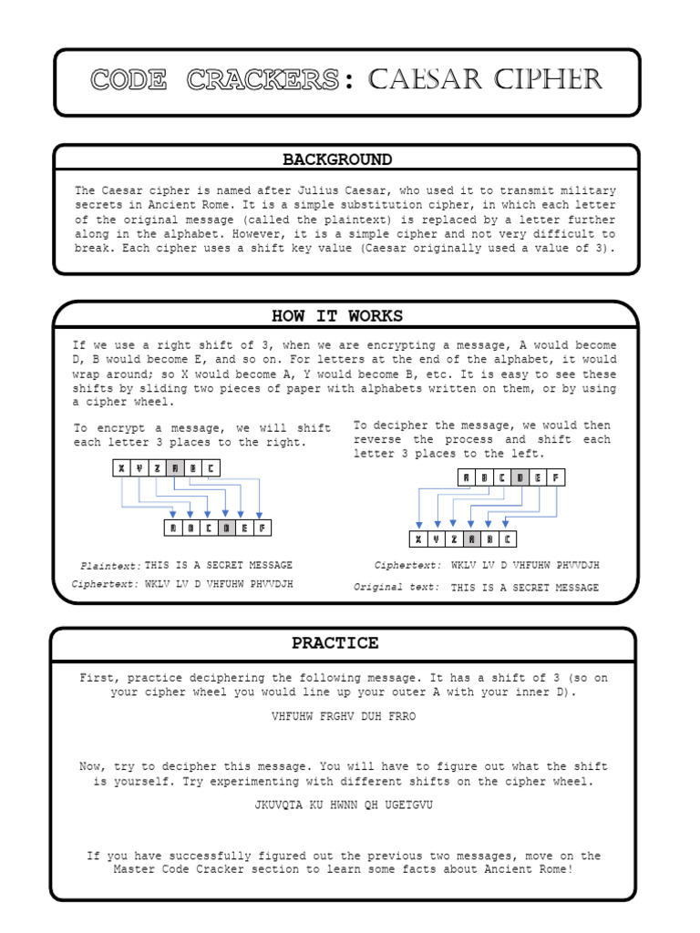 CodeCrackers1CaesarCipher 1 | PDF | Secrecy | Cyberwarfare