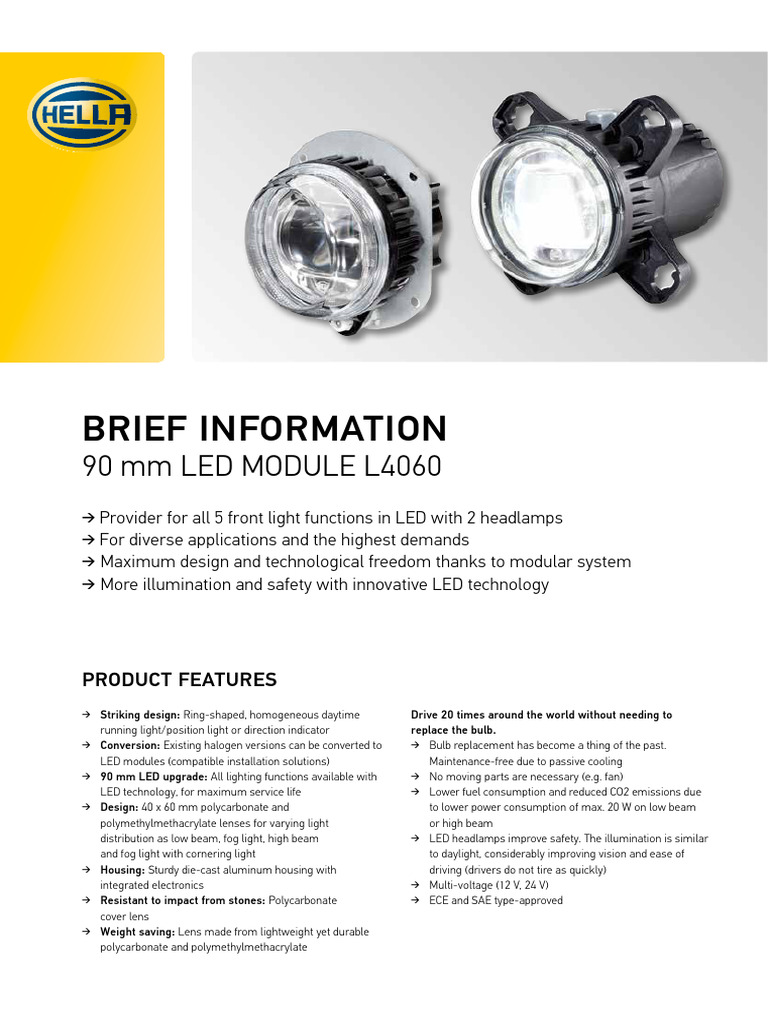 90mm LED L4060 Module | PDF | Headlamp | Light Emitting Diode