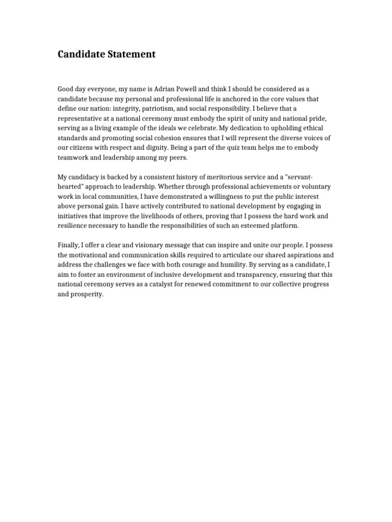 Adrian Powell Candidate Statement | PDF