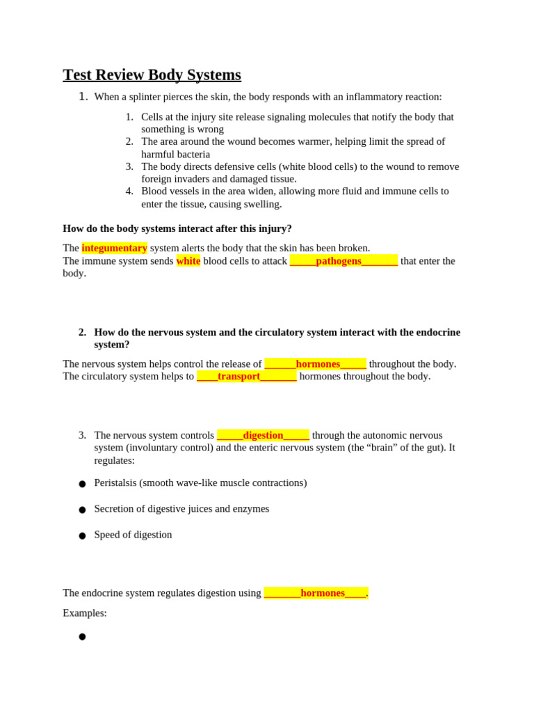 Maryann-Copy of Test Review Body Systems | PDF