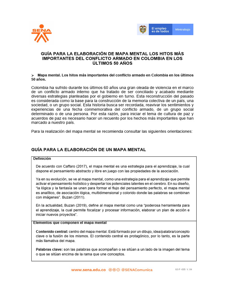 Guia Mapa Mental Conflicto en Colombia en Los Últimos 50 Años | PDF ...