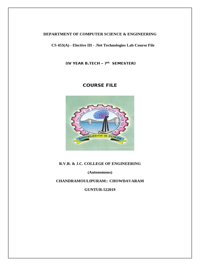 DotnetLabManual_2018-19 | PDF | Microsoft Sql Server | C Sharp ...
