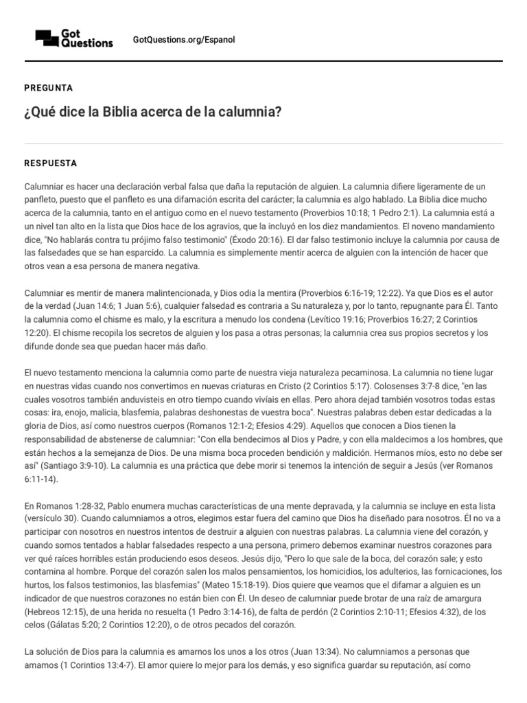 ¿Qué Dice La Biblia Acerca de La Calumnia_ - Para Imprimir | PDF ...