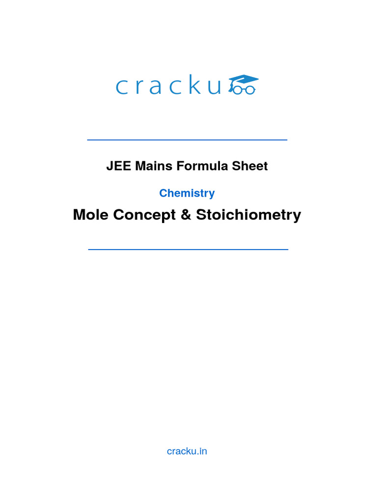 Mole Concept Formulas for JEE | PDF | Mole (Unit) | Stoichiometry
