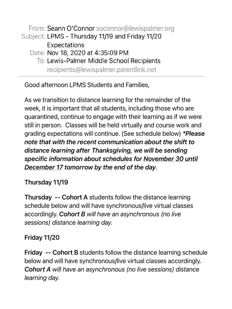LPMS - Thursday 1119 and Friday 1120 Expectations | PDF | Distance ...