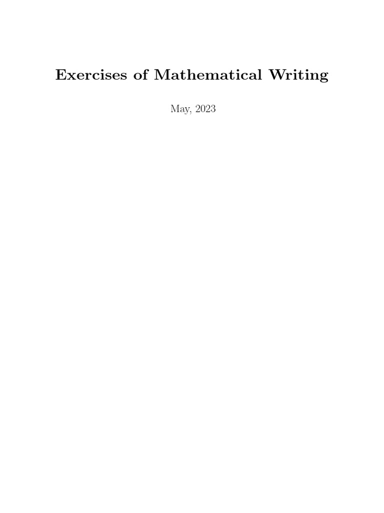 Exercises of Mathematical Writing，May, 2023(1) | PDF | Function ...
