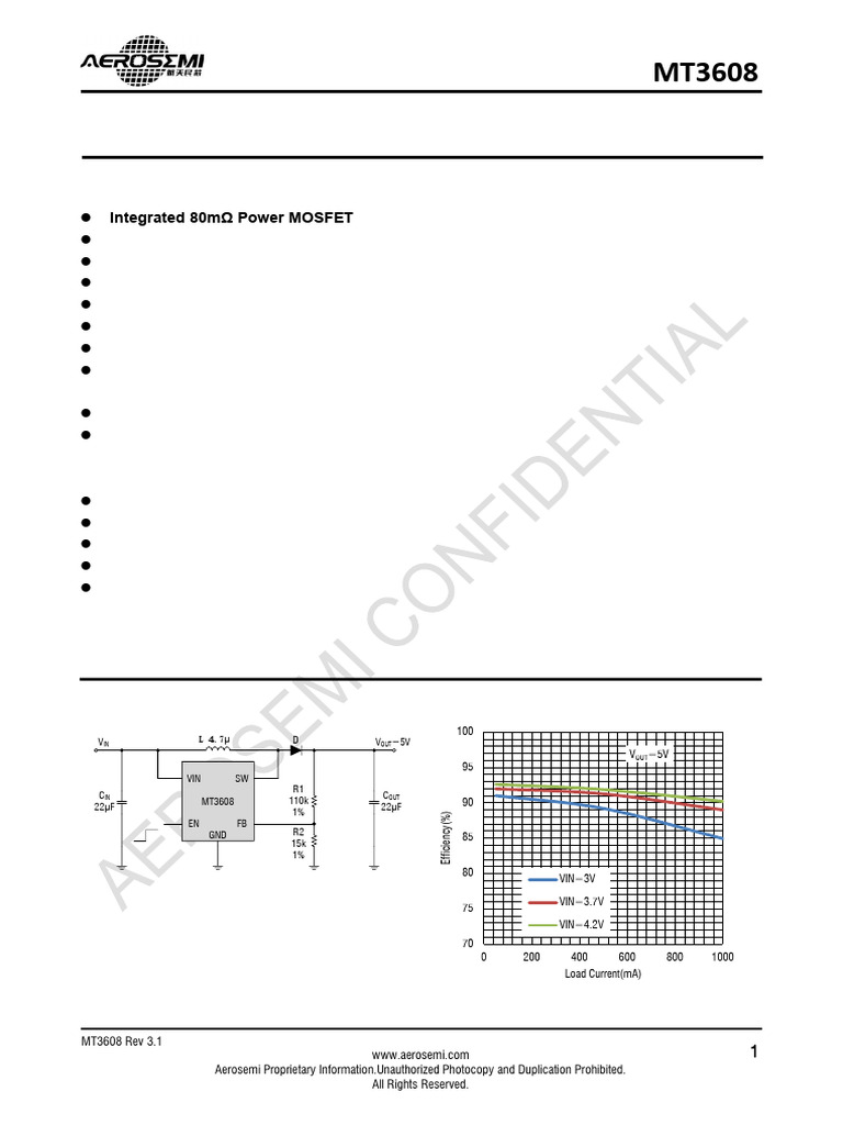Aerosemi-MT3608 Datesheet v3.1 | PDF | Amplifier | Diode