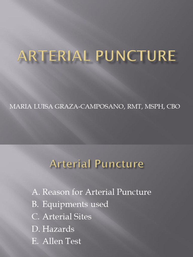 Arterial Puncture Procedures | PDF | Medical Specialties | Physiology