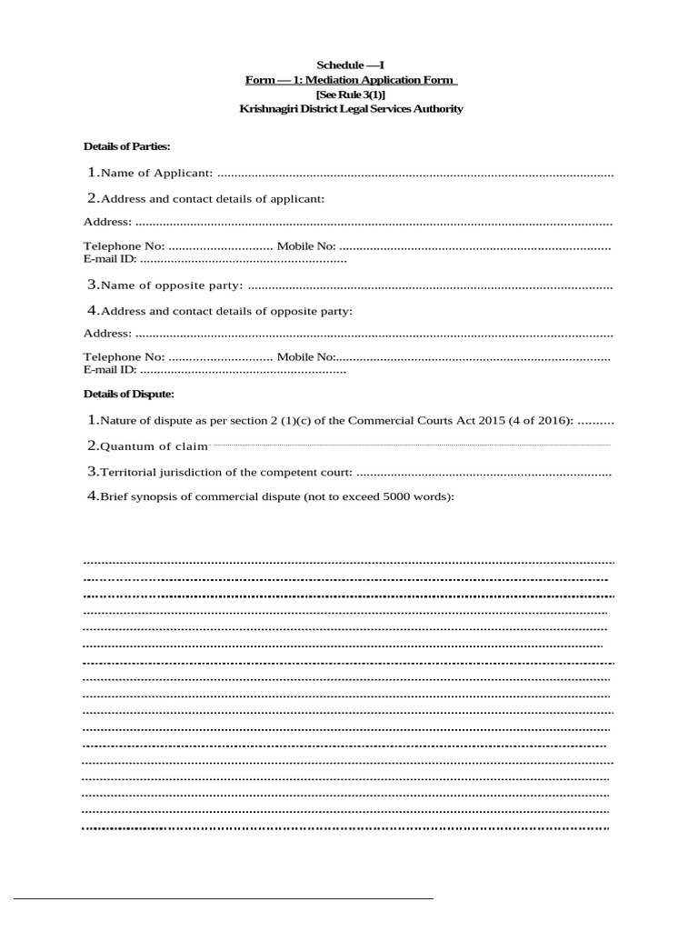 Mediation Application Form - Format | PDF