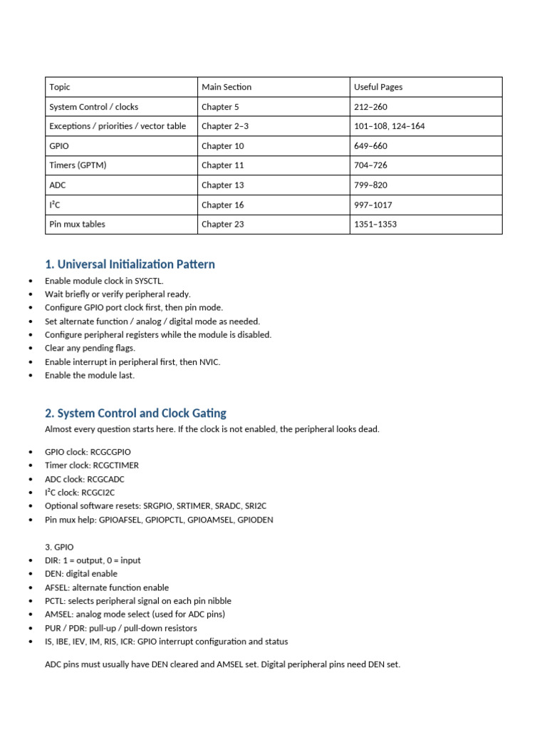 TM4C123 Exam Cheat Sheet With Examples | PDF | Computer Architecture ...
