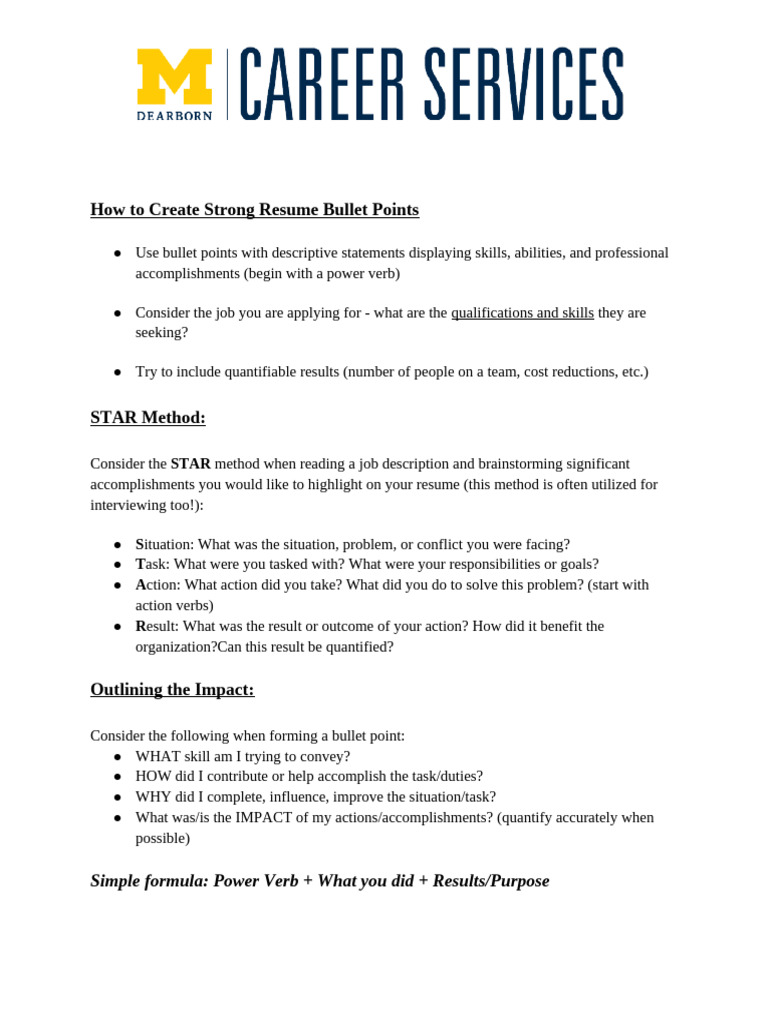 How to Create Strong Resume Bullet Points | PDF | Analytics
