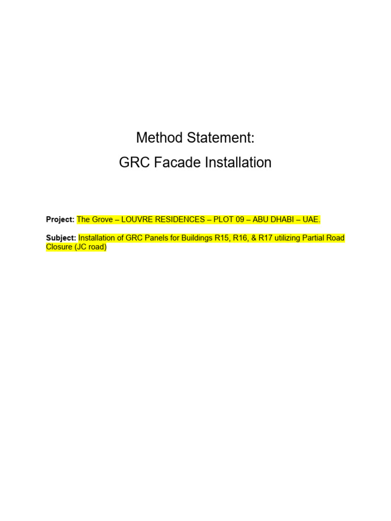 Method Statement for GRC facades installation | PDF | Crane (Machine ...