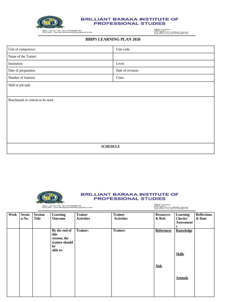 Learning Plan Template (1) | PDF