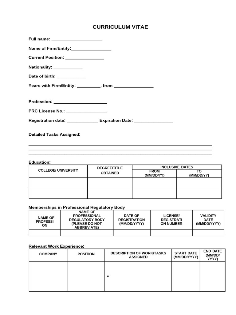 Sample Curriculum Vitae | PDF