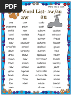 Aw Sound Words List for Phonics | PDF | Language Acquisition | Phonics