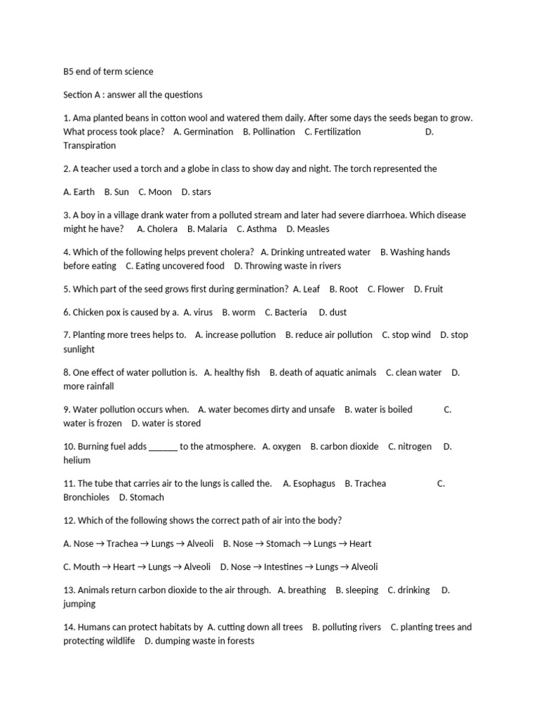 B5 end of second term science | PDF | Water | Atmosphere Of Earth
