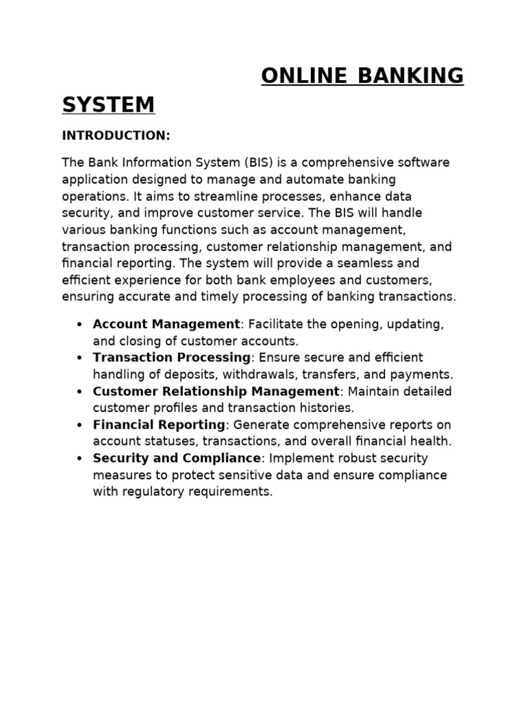 Online Banking System | PDF | Banks | Customer Relationship Management
