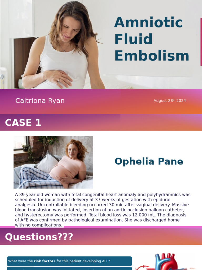 Amniotic Fluid Embolism | PDF | Childbirth | Maternal Death