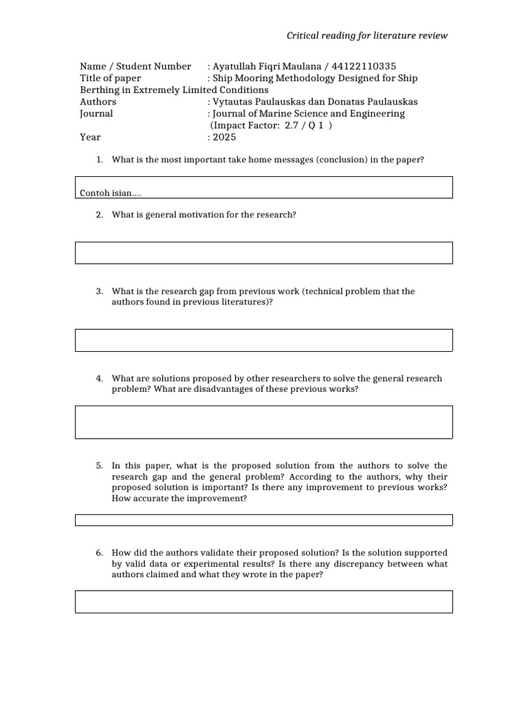 Critical Reading Form_English | PDF