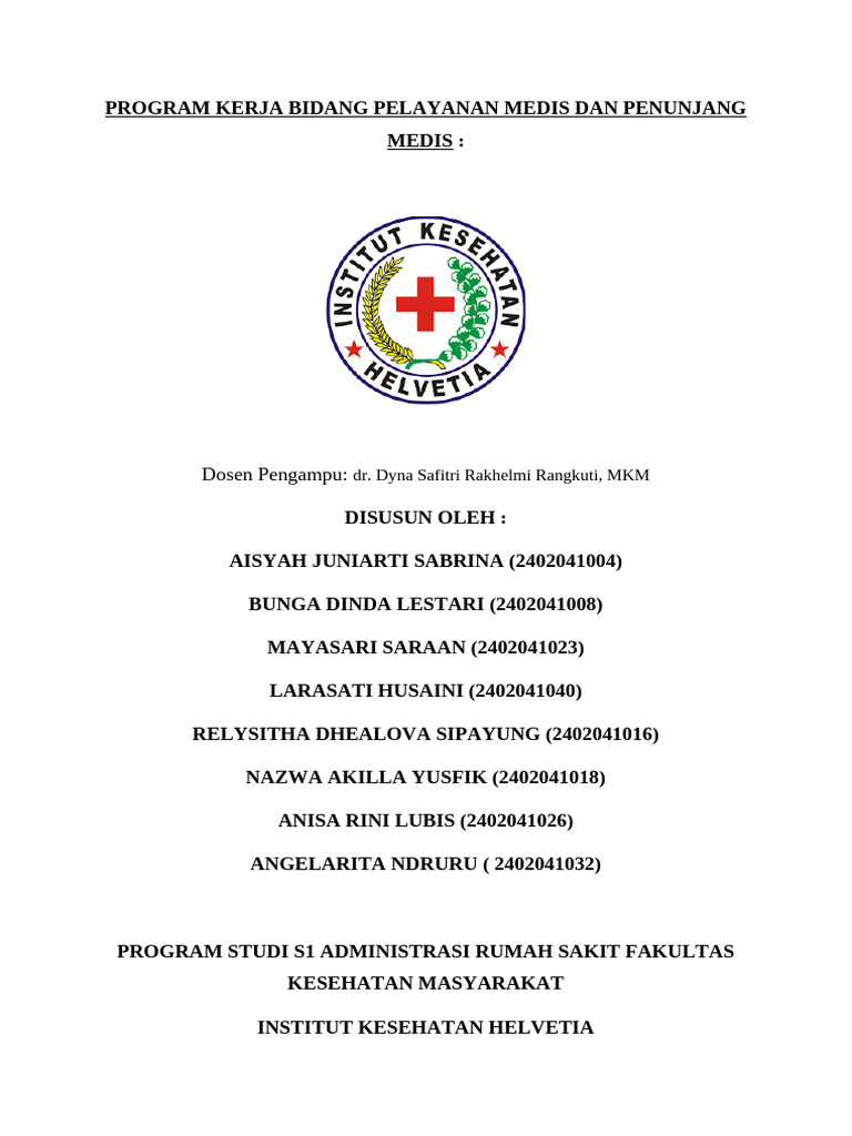 Program Kerja Bidang Pelayanan Medis Dan Penunjang Medis | PDF