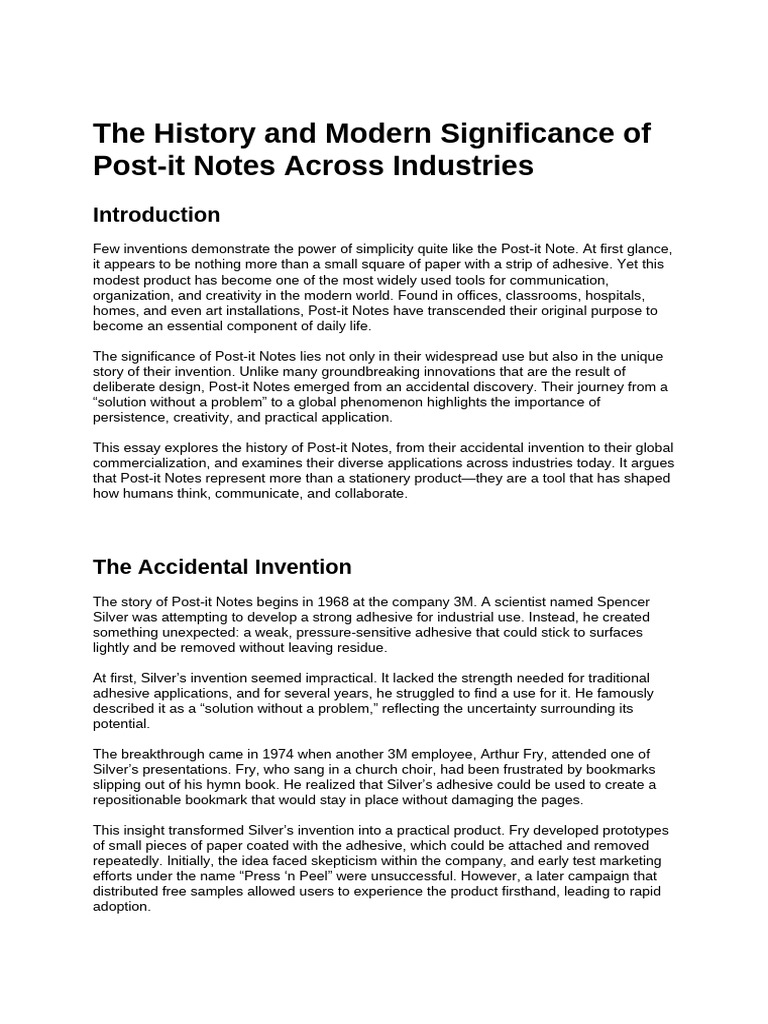 The History and Modern Significance of Post-it Notes Across Industries ...
