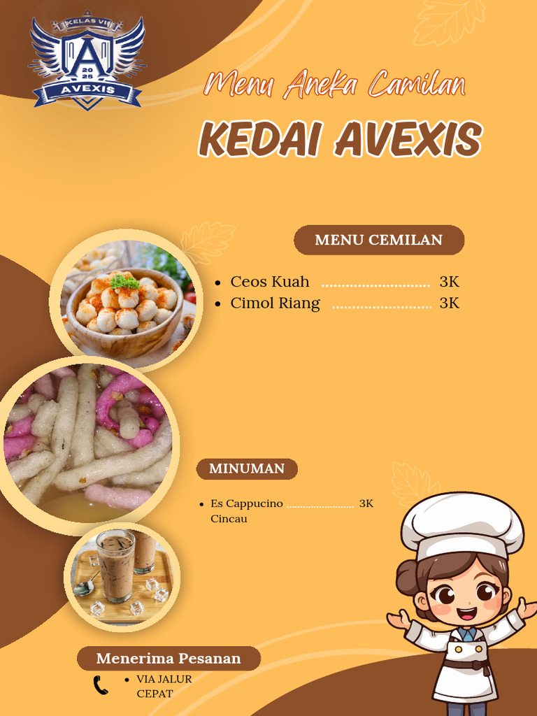 Oranye Dan Cokelat Ilustratif Daftar Menu Aneka Camilan (1) | PDF