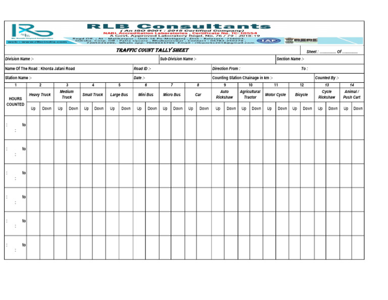 Traffic Count Tally Sheet | PDF
