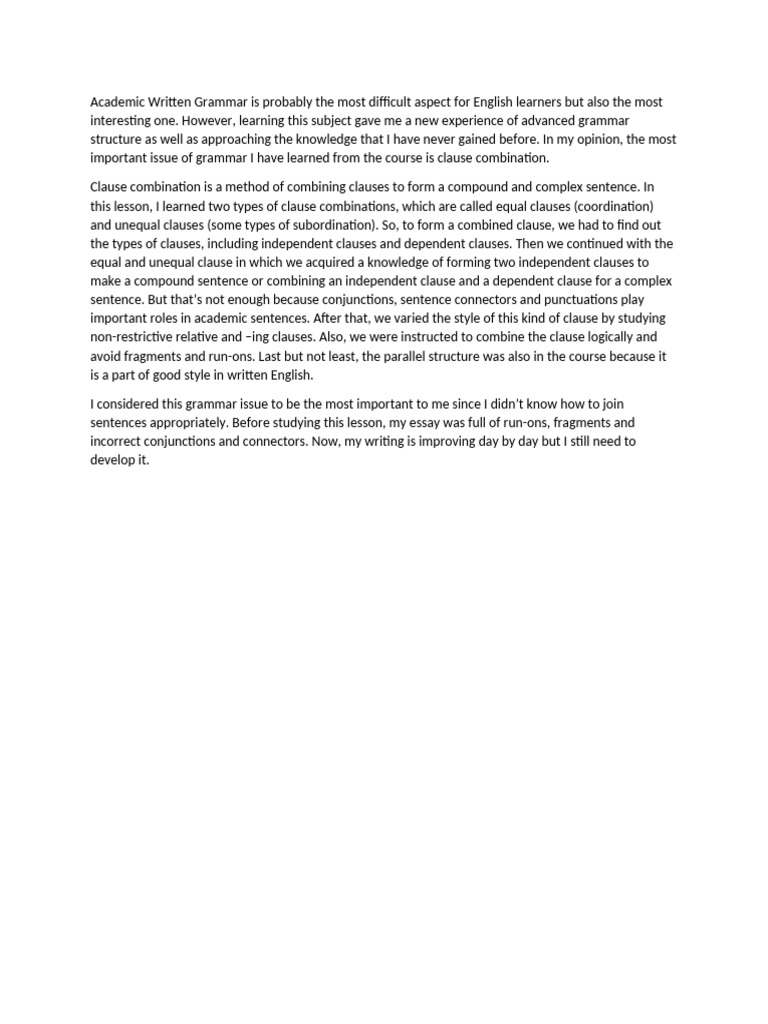 Academic Written Grammar is Probably the Most Difficult Aspect for ...