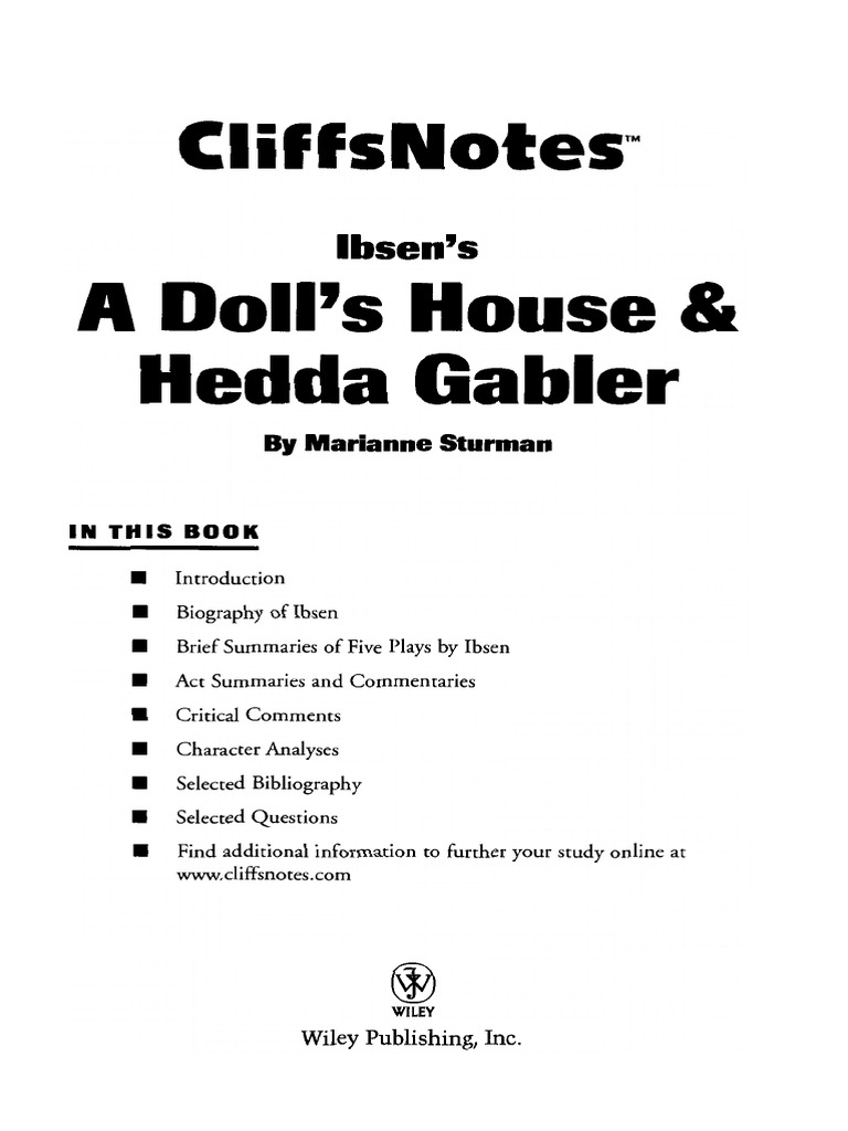 Marianne Sturman - CliffsNotes on Ibsen's a Doll's House & Hedda Gabler ...