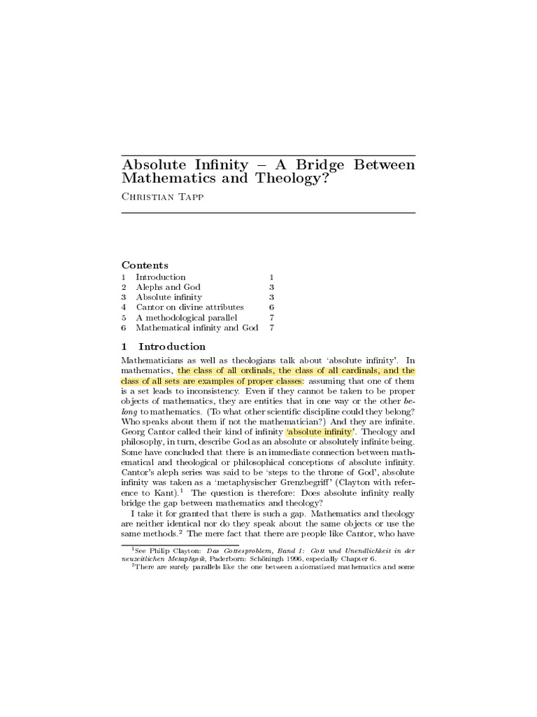 8 - Absolute Infinity | PDF | Theology | Mathematics