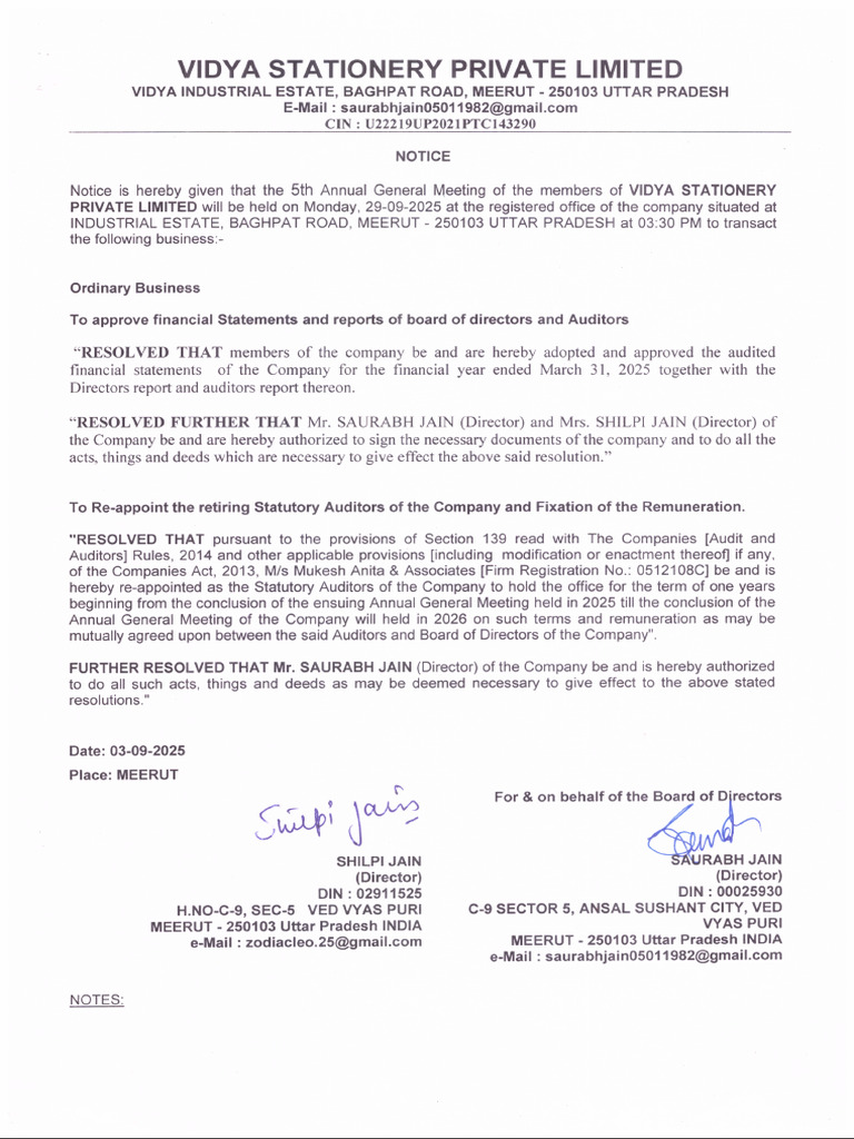 Notice Vspl | PDF